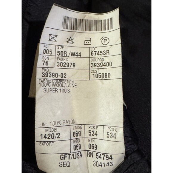 Joseph Abboud Men’s Wool Sport Coat Blazer Size 50R 3 Button Black Pinstripe - Picture 9 of 12